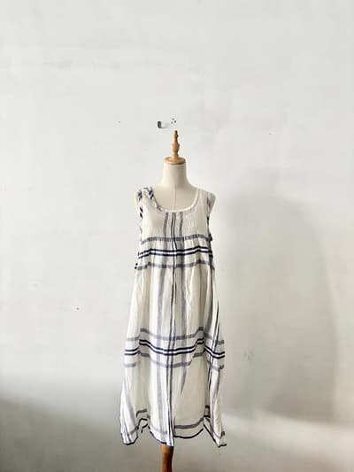 【美品】maison de soil メゾン ド ソイル チェック ピンタックワンピース インナー付 画像1