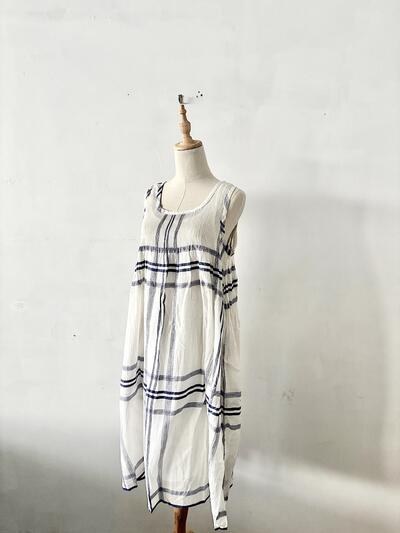 【美品】maison de soil メゾン ド ソイル チェック ピンタックワンピース インナー付 画像3