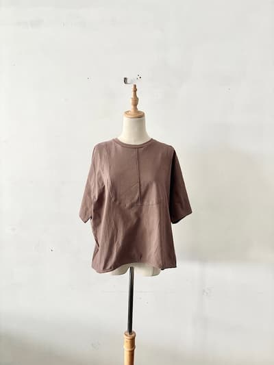 OUVERT ウーヴェル　コットンプルオーバー Tシャツ モカブラウン F 画像1