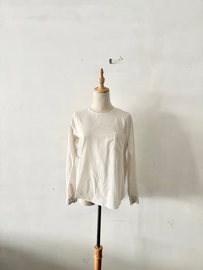 ゴーシュ コットンプルオーバー長袖シャツ ブラウス 白　アイボリー サイズ2 画像1