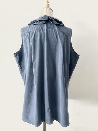 【美品】TOUJOURS  コットンフリルカラーノースリーブブラウス 画像8