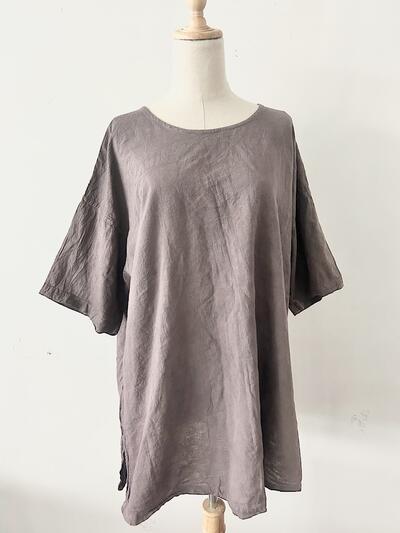 ヂェン先生の日常着　チュニックシャツ　パープルブラウン 画像3