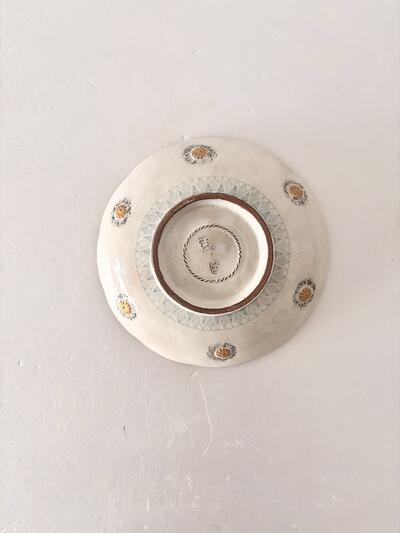 【美品】原稔・原依子  コラボ皿 花三島(木箱付き)21cm 画像4