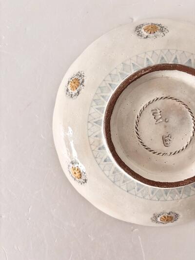 【美品】原稔・原依子  コラボ皿 花三島(木箱付き)21cm 画像5