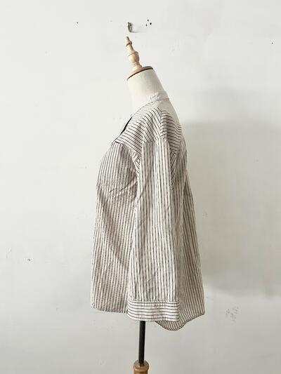 【美品】EARIH ストライプ バンドカラー シャツ 画像5
