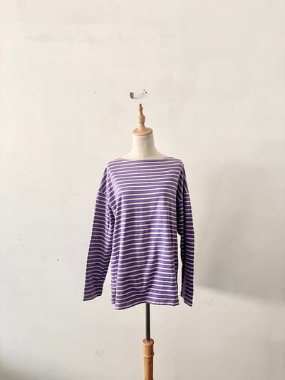 SLOBE IENA ボーダー カットソー L パープル 画像1