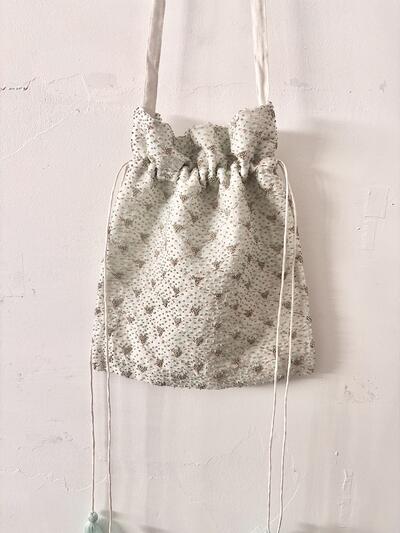 【美品】BUNON embroidery drawstring shoulder bag 画像2