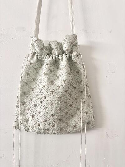 【美品】BUNON embroidery drawstring shoulder bag 画像6