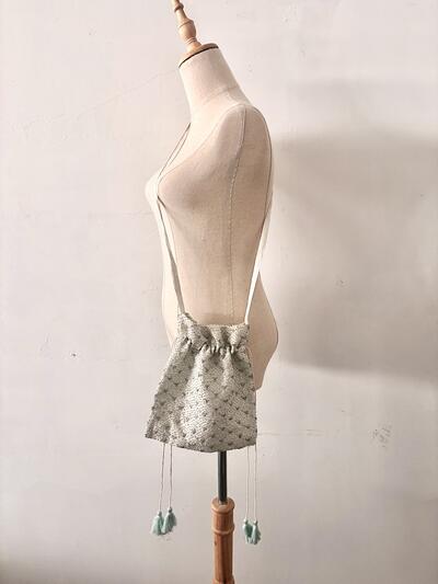 【美品】BUNON embroidery drawstring shoulder bag 画像7