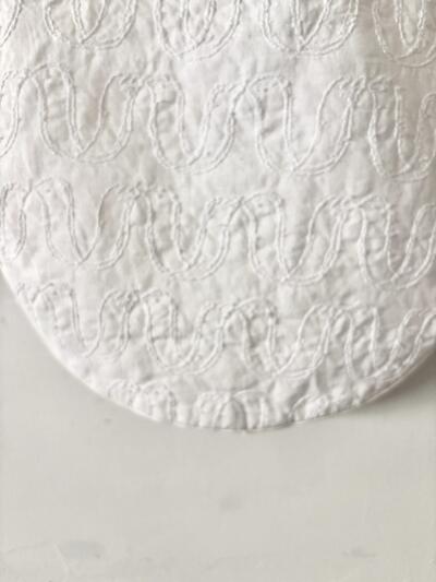 【美品】mina perhonen　ribbon bird　エッグバッグ　白　麻　 画像5