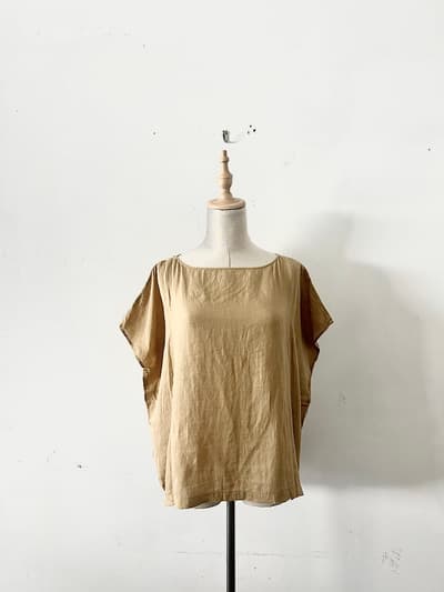 【美品】evam eva リネンフレンチスリーブプルオーバー 画像1