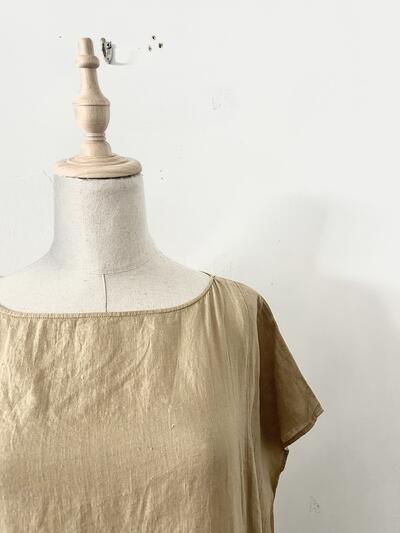 【美品】evam eva リネンフレンチスリーブプルオーバー 画像2