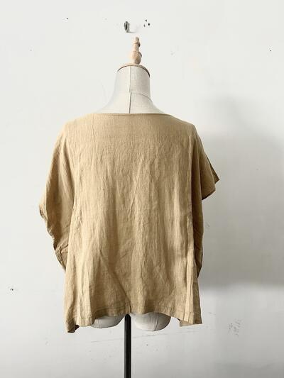 【美品】evam eva リネンフレンチスリーブプルオーバー 画像6