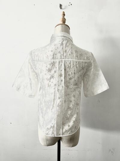 【美品】SHE THROUGH SEA 星柄 半袖 シャツ 画像7