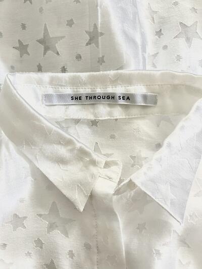 【美品】SHE THROUGH SEA 星柄 半袖 シャツ 画像9