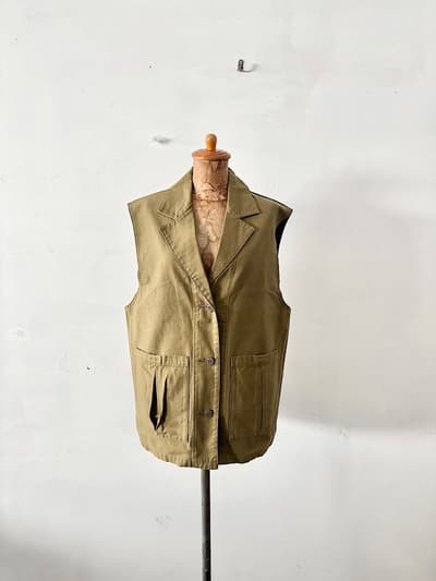 【美品】Odub　ミリタリー ジレ　SHIPS別注　サイズF　オリーブ 画像1