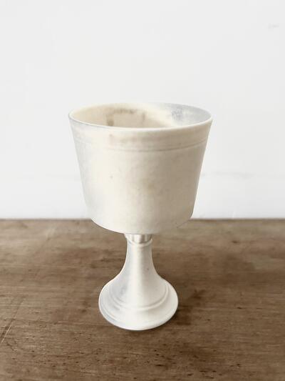 【美品】作家物 加藤かずみ ゴブレット 白  画像2