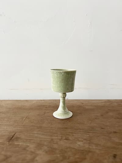 【美品】作家物 加藤かずみ ゴブレット グリーン  画像1