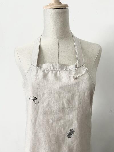 【美品】mina perhonen　choucho　リネン　エプロン　light grey   画像3