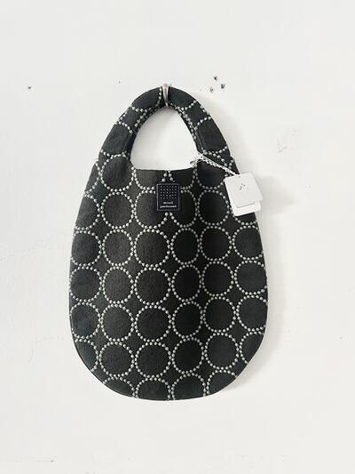 【美品】mina perhonen　tambourine　エッグバッグ　毛　ウール　dark green  ua9766 画像2