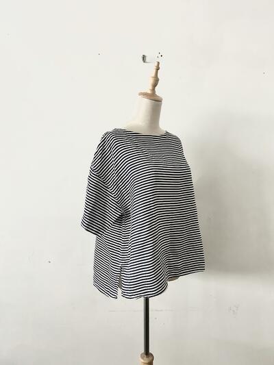 【美品】ORCIVAL リネン ボーダー カットソー　サイズ1  白ネイビー 画像4