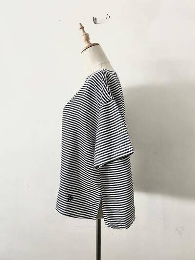 【美品】ORCIVAL リネン ボーダー カットソー　サイズ1  白ネイビー 画像5