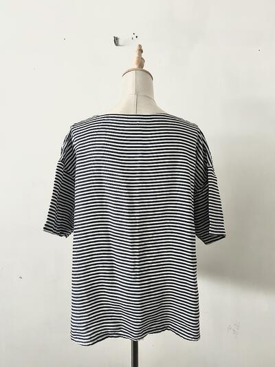 【美品】ORCIVAL リネン ボーダー カットソー　サイズ1  白ネイビー 画像7