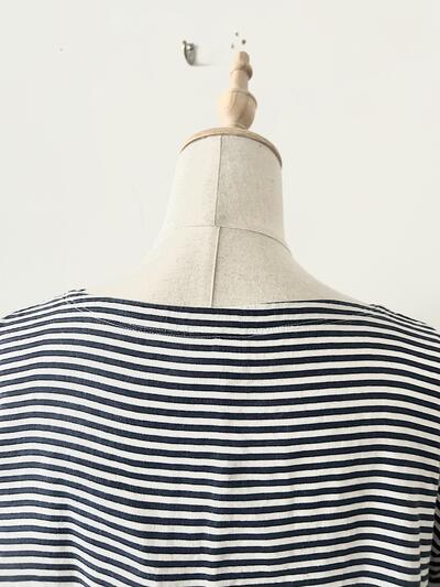 【美品】ORCIVAL リネン ボーダー カットソー　サイズ1  白ネイビー 画像8