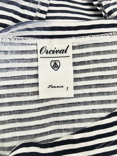 【美品】ORCIVAL リネン ボーダー カットソー　サイズ1  白ネイビー 画像9