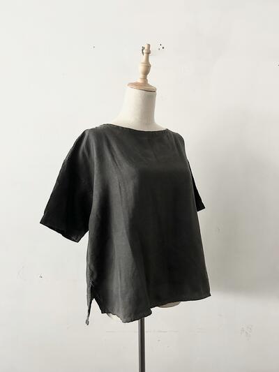 【美品】ORCIVAL  リネン ショートスリーブ プルオーバー チャコール サイズ1 画像3