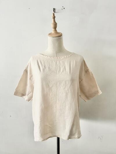 【美品】ORCIVAL リネンボートネックショートスリーブシャツ 淡ベージュ　サイズ1 画像2