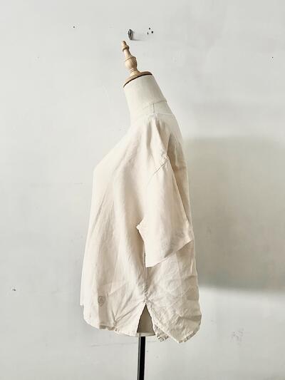 【美品】ORCIVAL リネンボートネックショートスリーブシャツ 淡ベージュ　サイズ1 画像6