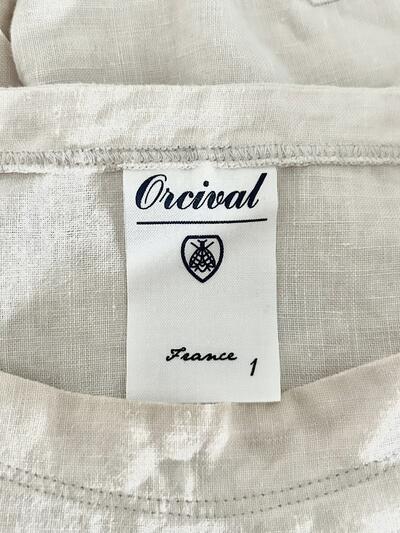 【美品】ORCIVAL リネンボートネックショートスリーブシャツ 淡ベージュ　サイズ1 画像10
