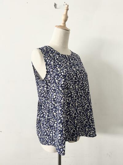 【美品】SHIPS ブルー 花柄 総柄 ノースリーブ ブラウス 画像5