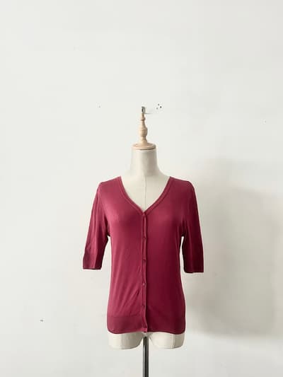 【美品】LISETTE Vネック 五分袖 カーディガン サイズ38 画像1