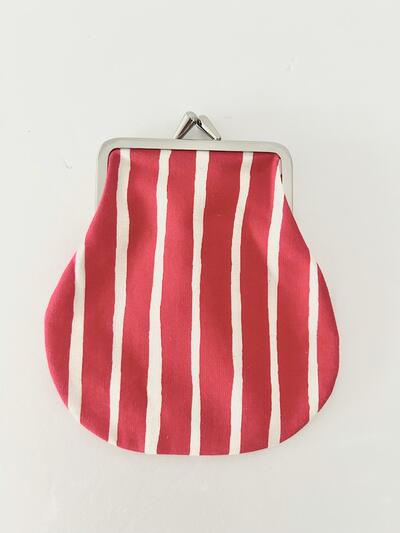【未使用】marimekko ピッコロ ピエニ クッカロ がま口ポーチ ストライプ レッド 画像2