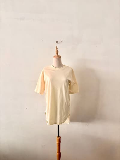 【美品】AUG オーグ コットンリネン チュニック Tシャツ アイボリー サイズ1 画像1