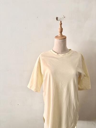 【美品】AUG オーグ コットンリネン チュニック Tシャツ アイボリー サイズ1 画像2