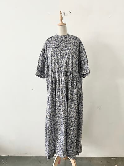 【美品】TOUJOURS 花柄ワンピース ブルー サイズ２ 画像1