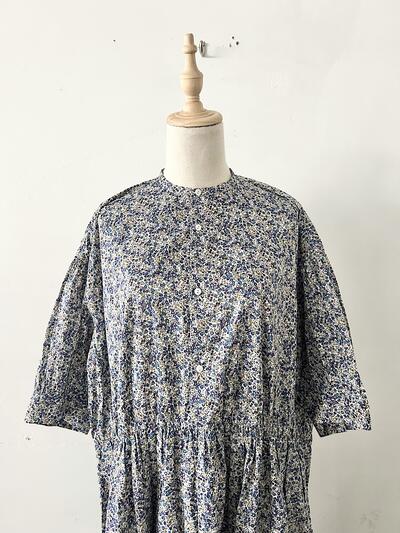 【美品】TOUJOURS 花柄ワンピース ブルー サイズ２ 画像2