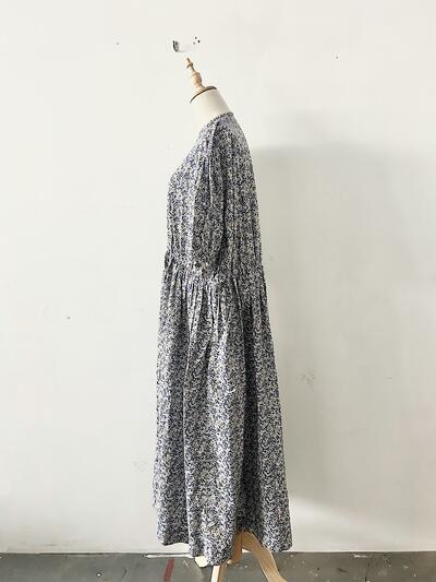 【美品】TOUJOURS 花柄ワンピース ブルー サイズ２ 画像6