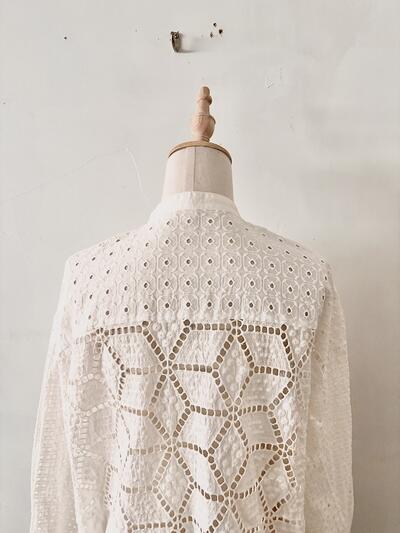 【美品】FUKAYA レースブラウス カットワーク刺繍 ホワイト 画像6