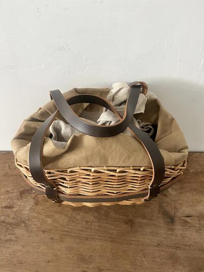【美品】ebagos.　カゴバッグ　籐　キャンバス　ベージュ　リネン 画像4