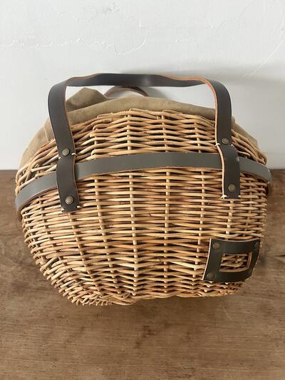 【美品】ebagos.　カゴバッグ　籐　キャンバス　ベージュ　リネン 画像5