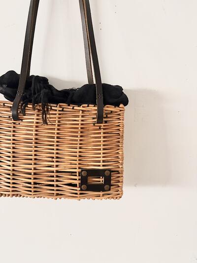 【美品】ebagos.　カゴバッグ　小　黒　リネン被せ  Ladies and gentlemen　 画像2