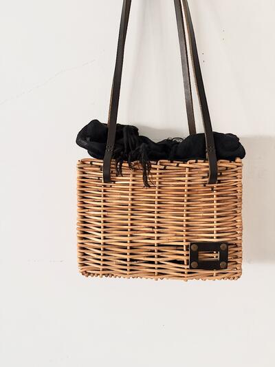 【美品】ebagos.　カゴバッグ　小　黒　リネン被せ  Ladies and gentlemen　 画像3