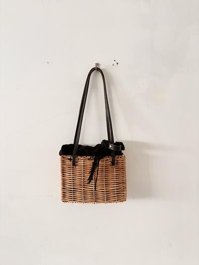 【美品】ebagos.　カゴバッグ　小　黒　リネン被せ  Ladies and gentlemen　 画像4