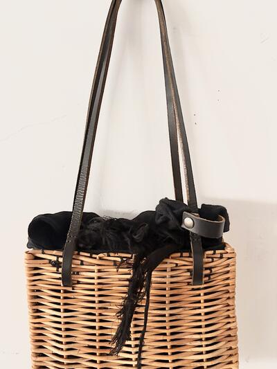【美品】ebagos.　カゴバッグ　小　黒　リネン被せ  Ladies and gentlemen　 画像5
