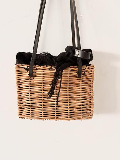 【美品】ebagos.　カゴバッグ　小　黒　リネン被せ  Ladies and gentlemen　 画像6