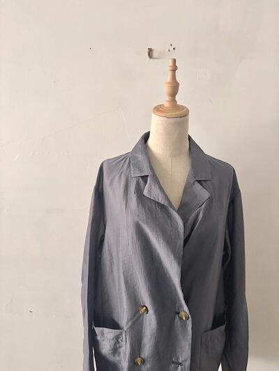 【美品】FUKAYA セルロース混 ダブルジャケット シャツコート シルバーグレー 画像2